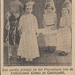 Nieuw Israëlietisch Weekblad  20 maart 1936, pag. 12. Poerimfeest fröbelschool  Kennis en Godsvrucht A'dam.