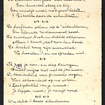 Manuscript van een door Jacques Hartog gemaakte vrije bewerking van het gedicht "Herdenking" van A.C.W. Staring opgedragen aan zijn vriendin Dina Leemans, 1914