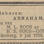 Geboorte Bram Roos in NIW 13-7-1928