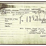 Inventaris kaart Kamp Westerbork van Abraham Kesner geboren 20-12-1921 op transport naar Auschwitz op 14-09-1943
