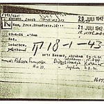 Inventaris kaart Kamp Westerbork van Jacob Kesner geboren 29-04-1924 op transport naar Auschwitz op 18-01-1943
