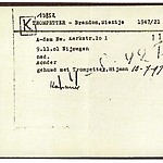 Inventaris kaart Kamp Westerbork van Sientje Trompetter-Brandon geboren 09-11-1901 op transport naar Auschwitz op 14-08-1942