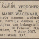 Huwelijk Samuel Verdoner en Marie Wagenaar