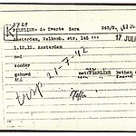 Inventaris kaart Kamp Westerbork van Sara Fierlier-de Zwart geboren 01-12-1912 op transport naar Auschwitz op 21-07-1942