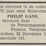 Overlijden Philip Gans op 22 12 1938?