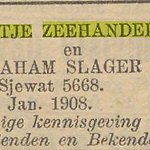 24-1-1908, NIW verloving Saartje Zeehandelaar en Abraham Slager.jpg