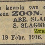 23-2-1916, NIW zoon Abraham en Saartje bericht Zoon.jpg