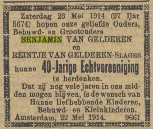 Beste Reintje en Benjamin, de ouders van Manuel 40 jaar getrouwd in 1914 NJ-12