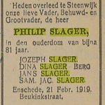24-2-1919 Enschedese courant overlijden Philip Slager.jpg