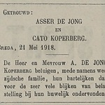 De Jong, Asser, 1918.05.21, Getrouwd met Cato Koperberg.jpg