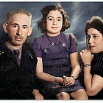 Harry Kroonenberg, dochter Johanna en Eva Kroonenberg-Leman vlak na de oorlog.-Repaired-Enhanced-Colorized (5).jpg